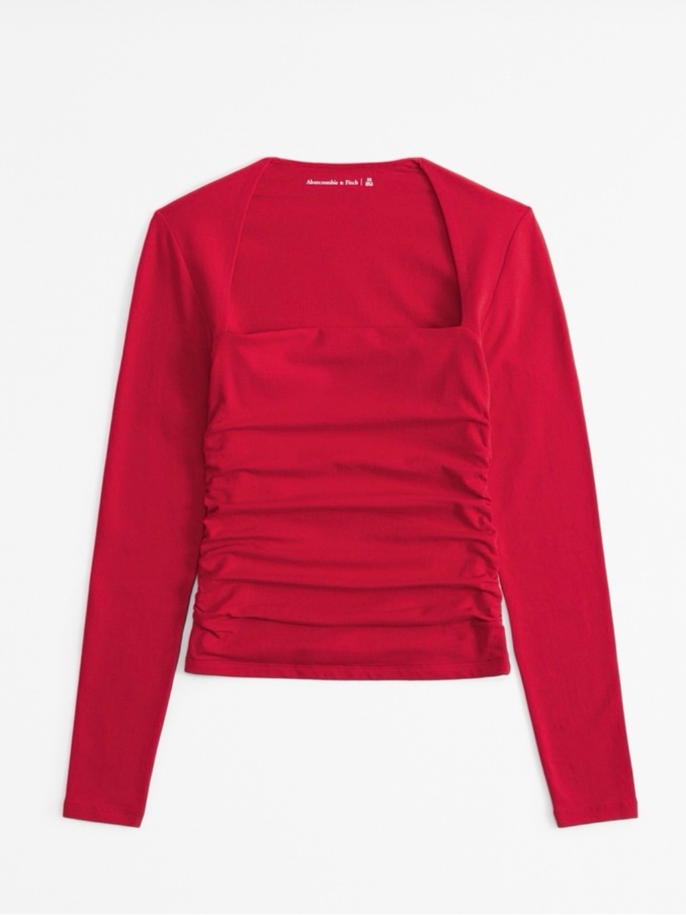 Abercrombie & Fitch Ava Square Neck Red Long Sleeve Top Size Small